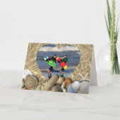 Kerstkaarten met schelpen en foto in opgevouwen vo feestdagen kaart (Voorkant)