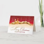 Kerstkaarten met Sneeuw Huizen Merry Christmas Kaart (Voorkant)