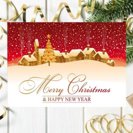 Kerstkaarten met Sneeuw Huizen Merry Christmas Kaart