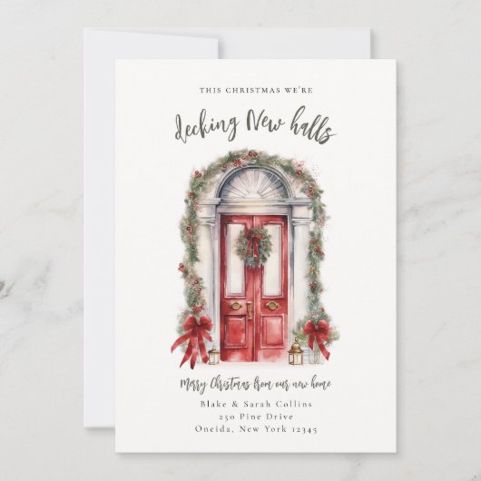 Kerstkaarten met verhuisaankondiging voor nieuwe h feestdagenkaart (Voorkant)