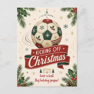 Kerstkaarten met vintage voetbal feestdagenkaart