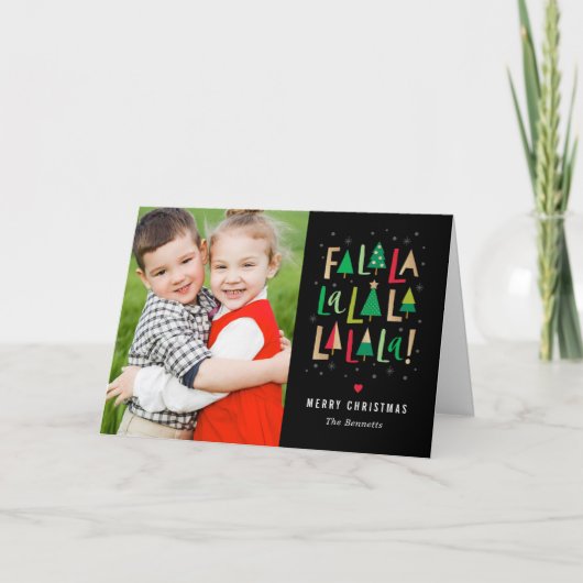 Kerstkaarten met vrolijke bomen feestdagen kaart (Voorkant)