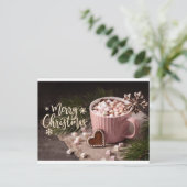 Kerstkaarten met warme chocolademelk feestdagenkaart (Staand voorkant)