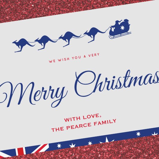 Kerstkaarten naar Australië Kangaroo Sleigh Feestdagenkaart