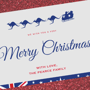 Kerstkaarten naar Australië Kangoeroe slee  Feestdagenkaart