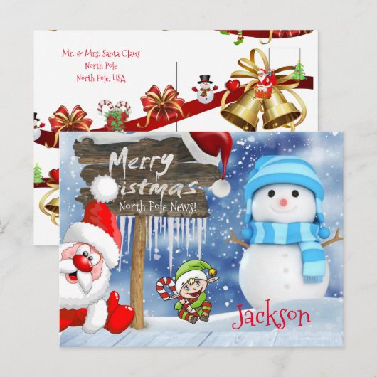 Kerstkaarten Noordpool Briefkaart (Voorkant / Achterkant)