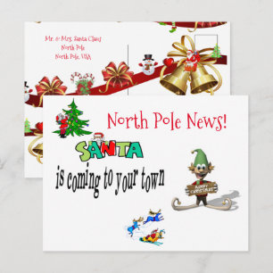 Kerstkaarten Noordpool Kerstman Elf Briefkaart