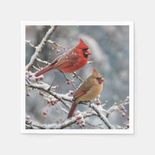 Kerstkaarten op Winter Tak van Boom Servet
