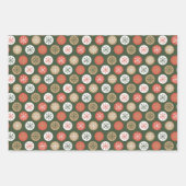 Kerstkaarten Ornamenten Inpakpapier Set van 3 Vel (Voorkant 2)