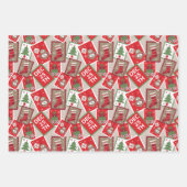 Kerstkaarten Ornamenten Inpakpapier Set van 3 Vel (Voorkant)