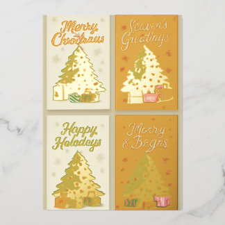 Kerstkaarten Set – Festive Groet Folie Feestdagenkaart