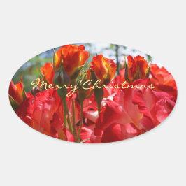 Kerstkaarten stickers rode rozen
