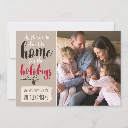Kerstkaarten 'Thuis voor de Feestdagen' Foto Kaart (Voorkant)