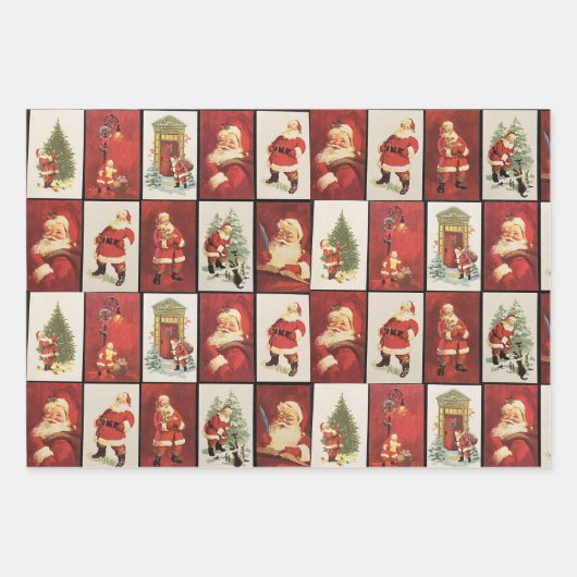  kerstkaarten uit de jaren '70, 3 coördinaat inpakpapier vel (Voorkant)