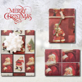  kerstkaarten uit de jaren '70, 3 coördinaat inpakpapier vel