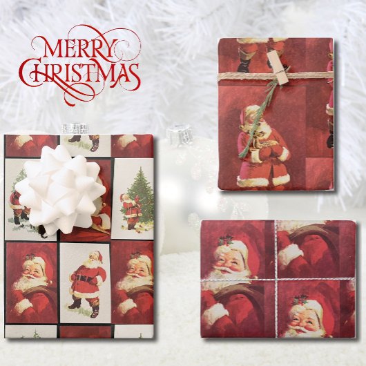  kerstkaarten uit de jaren '70, 3 coördinaat inpakpapier vel