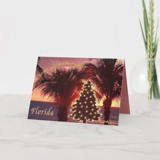 Kerstkaarten van de Zonsondergang van Florida bij Feestdagen Kaart (Voorkant)