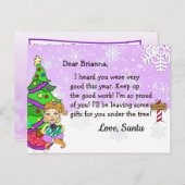 Kerstkaarten van Kerstman: Kerstelf met blond haar Feestdagenkaart (Voorkant / Achterkant)