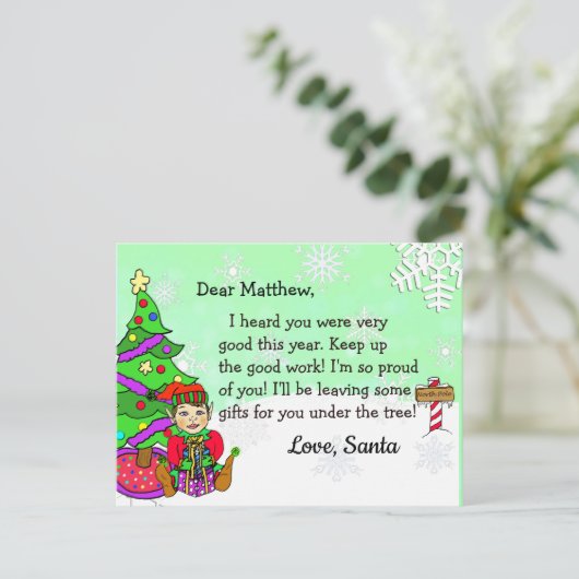 Kerstkaarten van Sinterklaas: Kerstelf Feestdagenkaart (Staand voorkant)