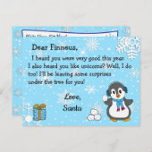 Kerstkaarten van Sinterklaas: Kerstmis Pinguïn & S Feestdagenkaart (Voorkant / Achterkant)