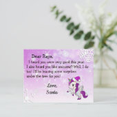 Kerstkaarten van Sinterklaas: Paarse Eenhoorn met  Feestdagenkaart (Staand voorkant)