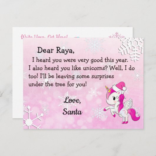 Kerstkaarten van Sinterklaas: Rode Eenhoorn in Ker Feestdagenkaart (Voorkant / Achterkant)