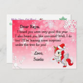 Kerstkaarten van Sinterklaas: Rode Eenhoorn met Ke Feestdagenkaart (Voorkant / Achterkant)
