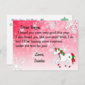 Kerstkaarten van Sinterklaas: Rode Eenhoorn met Ke Feestdagenkaart (Voorkant / Achterkant)