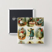 kerstkaarten vierkante button 5,1 cm (Voorkant /achterkant)