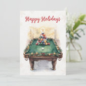 Kerstkaarten voor biljarters feestdagenkaart (Staand voorkant)