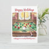 Kerstkaarten voor biljarters feestdagenkaart (Staand voorkant)