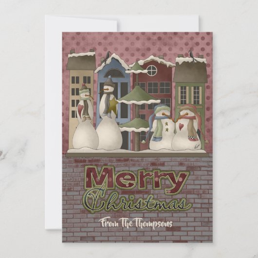 Kerstkaarten voor de familie Snowman Feestdagenkaart (Voorkant)