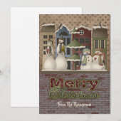 Kerstkaarten voor de familie Snowman Feestdagenkaart (Voorkant / Achterkant)