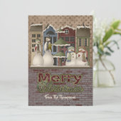Kerstkaarten voor de familie Snowman Feestdagenkaart (Staand voorkant)