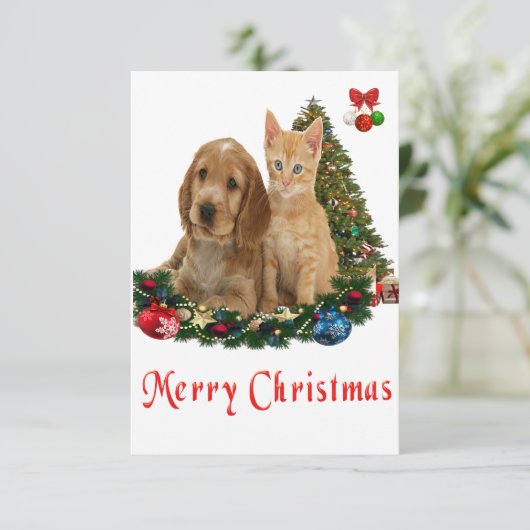 kerstkaarten voor dieren bedankkaart (Staand voorkant)