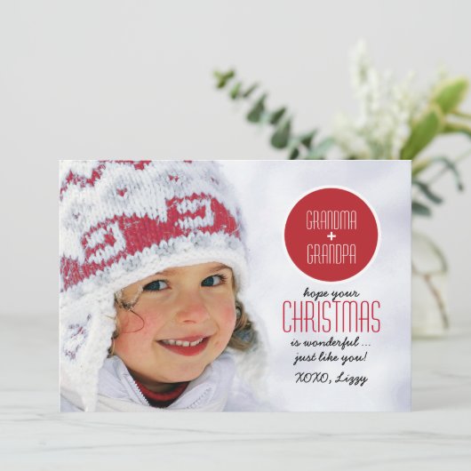 Kerstkaarten voor grootouders met eigen foto feestdagenkaart (Staand voorkant)