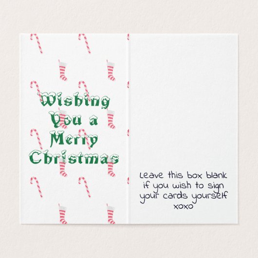 kerstkaarten voor inkt- en snoepriet kaart (Binnenkant ongevouwen)