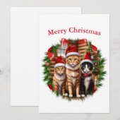 Kerstkaarten voor katten feestdagenkaart (Voorkant / Achterkant)