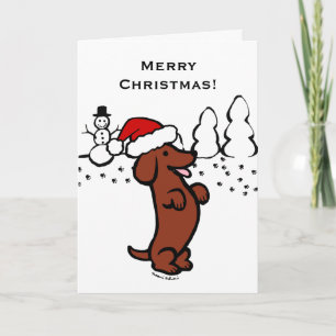 kerstkaarten voor kerstmis met Santa Dachshund Feestdagen Kaart