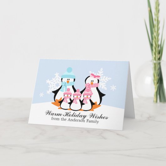 Kerstkaarten voor pinguïn feestdagen kaart (Voorkant)