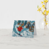 kerstkaarten voor rendierskiën kaart (Gele Bloem)