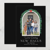 Kerstkaarten voor verhuizing naar nieuwe hal feestdagenkaart (Voorkant / Achterkant)