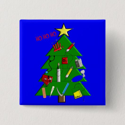 Kerstkaarten voor verpleegkundigen/medisch persone vierkante button 5,1 cm (Voorkant)