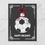 kerstkaarten voor voetballer feestdagenkaart<br><div class="desc">voetbal-ornament Holiday Greeting Cards van het bord met belangstelling. Professionele vakantiekaarten zijn industriespecifieke vakantiekaarten. Deze speciale vakantiekaarten zullen uw feestelijke groeten een beetje uniek maken</div>