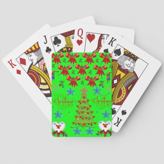 kerstkaartendek groen licht pokerkaarten (Achterkant)