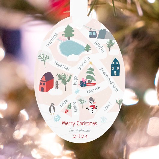 Kerstkaartenverhaal met illustraties ornament