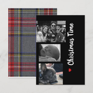 Kerstkaartfamilie zwart-wit kaart