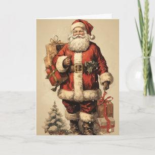 Kerstkaarthoe oud Kerstmis-uitziendkaart Feestdagen Kaart