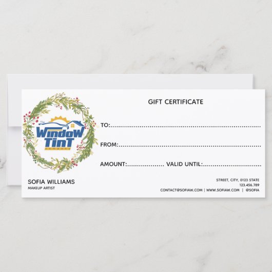 kerstkaartje Cadeaubon Voeg Logo toe (Achterkant)