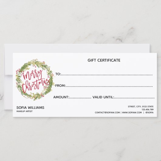 kerstkaartje Cadeaubon Voeg Logo toe (Achterkant)